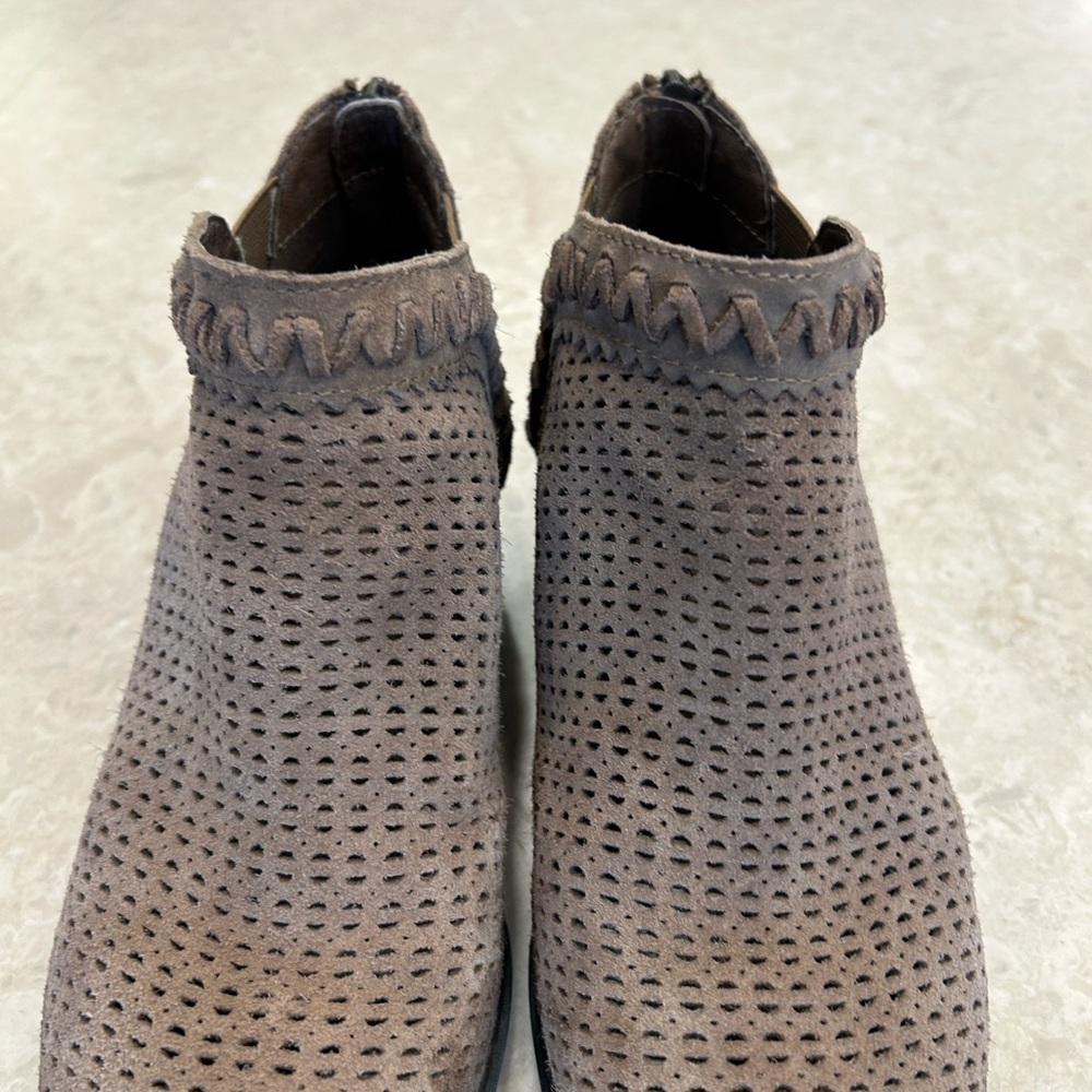 Earth Taupe Perforated Ankle Booties